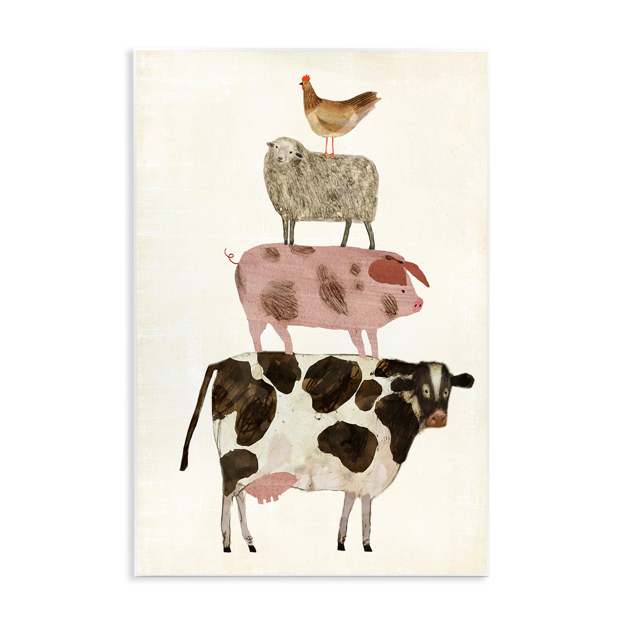 Stupell Industries Barnyard Buds Stacked Animals Wall Plaque Art